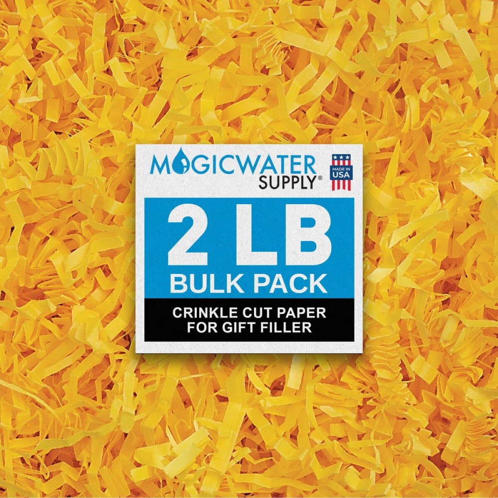 MagicWater Crinkle Cut Paper for Gift Baskets - 2LB - Yellow - Perfect for Shredded Paper Filler, Basket Filler, Gift Boxes, Bridesmaid Gifts, Christmas Stuffers & More - Ideal for All Occasions
