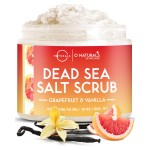 O Naturals Exfoliating Scrub, Natural Dead Sea Salt Deep-Cleansing Face & Body Scrubs. Anti-Cellulite Tones Helps Oily Skin, Acne, Ingrown Hairs & Dead Skin Remover - Grapefruit and Vanilla Oil 18oz