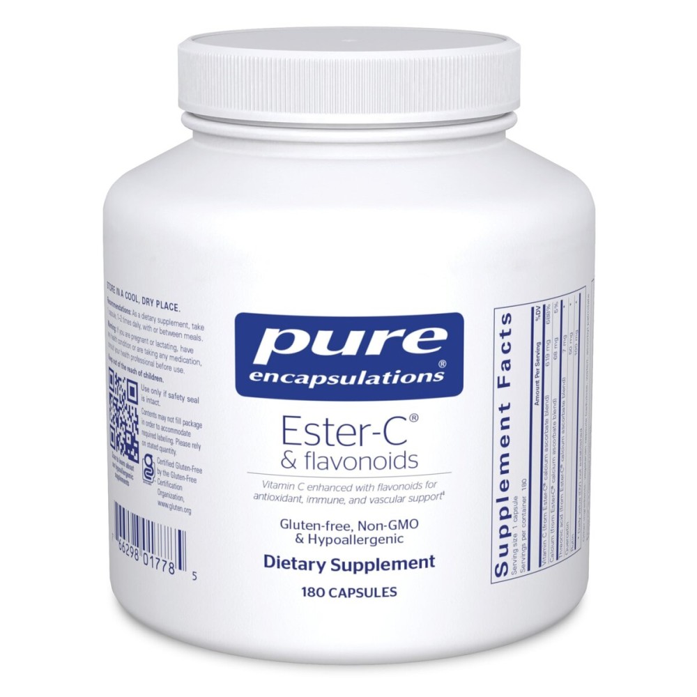 Pure Encapsulations Ester-C & Flavonoids - Vitamin C Supplement for Antioxidants - Immune & Vascular Support* with Calcium & Rutin - Gentle on Digestion - Vegan & Non-GMO - 180 Capsules