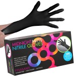 FRAMAR Powder Free Nitrile Gloves Medium - 12 INCH Black Gloves Disposable Latex Free, Guantes De Nitrile, For Hair Dye, Cleaning, Tattoo - Extra Durable & Resistant - 100 Pack