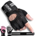 SIMARI Breathable Workout Gloves for Men Women, Padded Weight Lifting Gloves with Wrist Wraps Support, Full Palm Protection, Grip for Gym Training, Fitness, Weightlifting, Exercise Fingerless Black