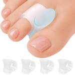 5 STARS UNITED Big Toe Spacers for Men & Women - 4 Gel Separators for Overlapping & Curled Toes, Bunions, Alignment - Diabetic Foot Care, Silicone Spreader, Corrector & Straightener, Clear