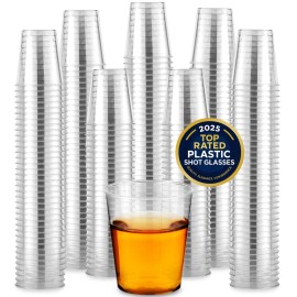 1000 Plastic Shot Glasses - 1.5 Oz Disposable Cups - 1.5 Ounce Shot Glasses - Ideal for Whiskey, Wine Tasting, Food Sampling and Sauce Dipping at Catered Events, Parties and Weddings (Clear)