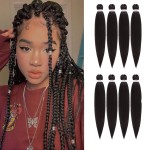 DIFUNEE Pre-stretched Braiding Hair - 16 Inch 8 Packs Dark Brown Short Braiding Hair For Twist or Box Braids, Yaki Texture Hot Water Setting Synthetic Braiding Hair Extensions (16 Inch, 2-8P)