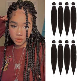DIFUNEE Pre-stretched Braiding Hair - 16 Inch 8 Packs Dark Brown Short Braiding Hair For Twist or Box Braids, Yaki Texture Hot Water Setting Synthetic Braiding Hair Extensions (16 Inch, 2-8P)