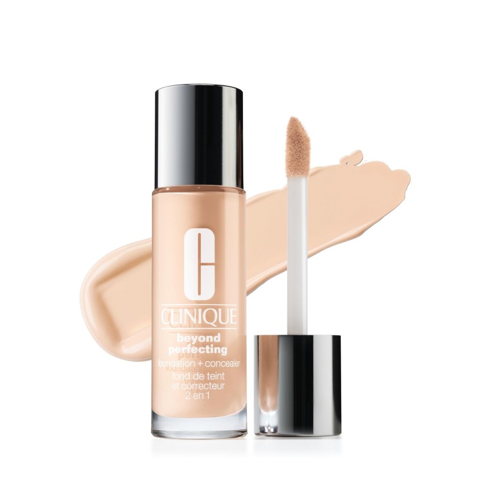 Clinique Beyond Perfecting Lightweight Liquid Foundation + Concealer For Dry Combination to Oily Skin Types | Full Coverage + Natural Matte Finish, Linen, 1 Fl Oz