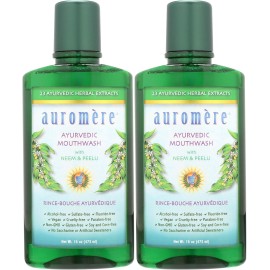 Auromere Ayurvedic Mouthwash - Vegan, Fluoride Free, Alcohol Free, Natural, Non GMO (16 fl oz), 2 Pack