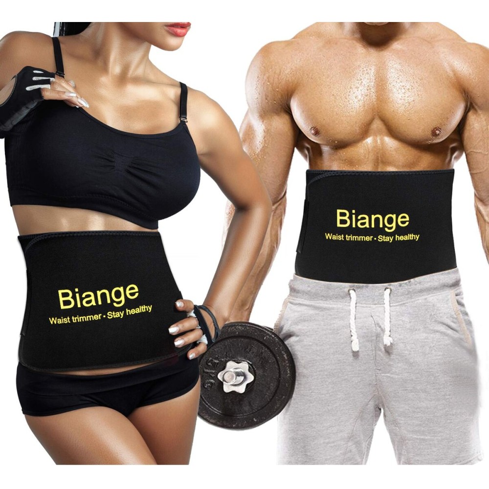 Biange Waist Trainer for Women Men Sweat Belt Waist Trimmer Belly Band Stomach Wraps