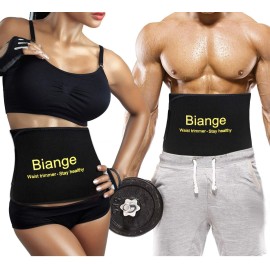 Biange Waist Trainer for Women Men Sweat Belt Waist Trimmer Belly Band Stomach Wraps
