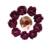 Baby Girls Chiffon Flower Hair Clips with Rhinestones and Pearl,YYCRAFT 10 pcs Party Wedding 2 Hair Accessory for Kids Toddler Infant Girls(Deep Plum)