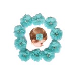 Baby Girls Chiffon Flower Hair Clips with Rhinestones and Pearl,YYCRAFT 10 pcs Party Wedding 2 Hair Accessory for Kids Toddler Infant Girls(Mint)
