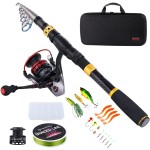 Sougayilang Fishing Rod Combos with Telescopic Fishing Pole Spinning Reels Fishing Carrier Bag for Travel Saltwater Freshwater Fishing(1.8M/5.91FT)
