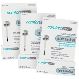 Liquid Bandage for Skin, Topical Analgesic and Antiseptic, Protective Skin Barrier for Small Cuts and Wounds, Easy To Apply Liquid Bandage for Cracked Fingers & Other Affected Areas, 1 Ounce (3 Pack)