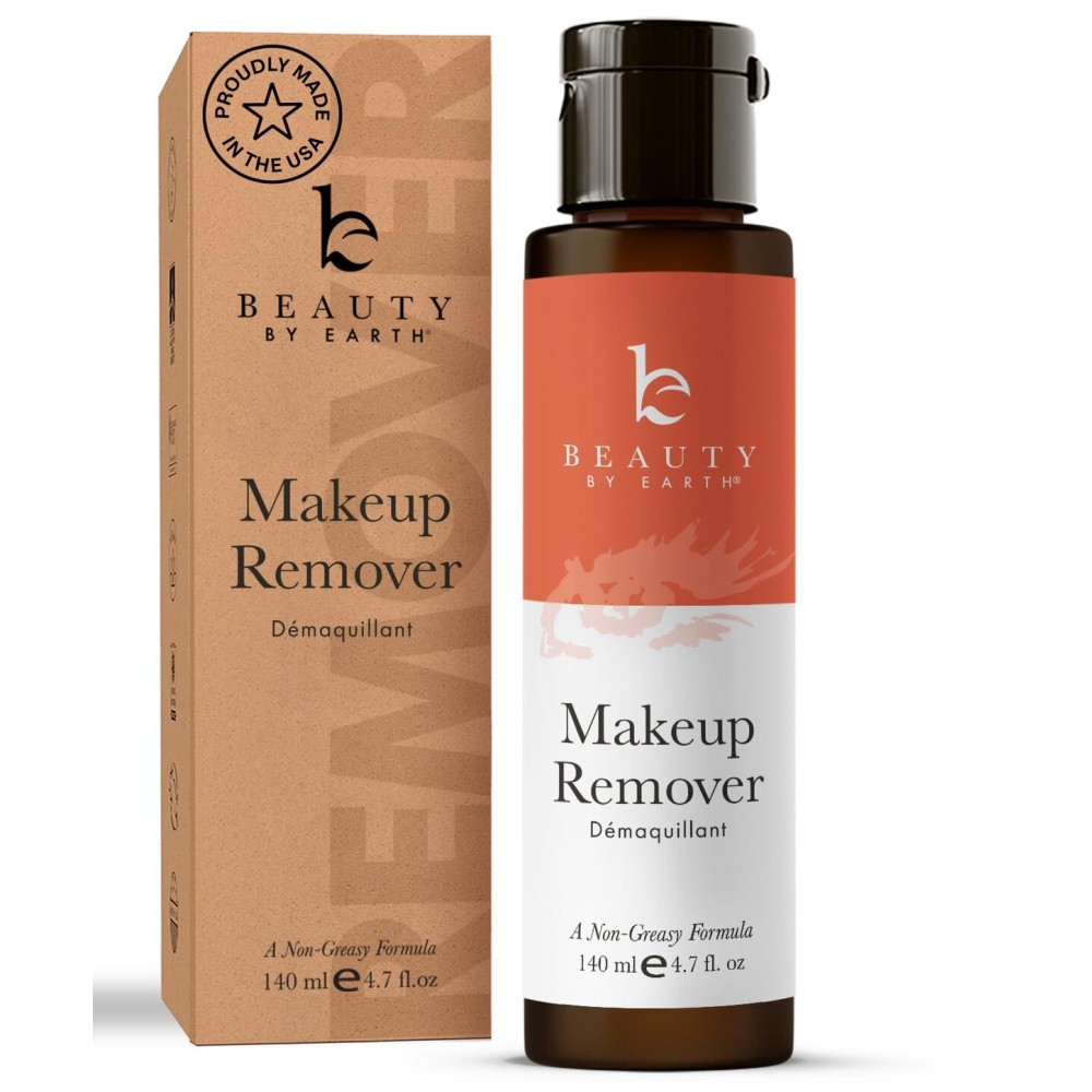 Makeup Remover - USA Made with Natural & Organic Ingredients Face and Eye Make Up Remover, Use with Wipes or Cotton Pads, Gentle Non-Greasy Makeup Remover for Dry, Oily and Sensitive Skin Types