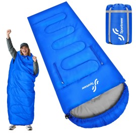 Sportneer 0 Degree Wearable Sleeping Bag for Adults & Kids - Walkable with Arm Zippers, Waterproof & Warm to 32F, Compact for Camping, Stadiums, Travel, Backpacking & Car Use