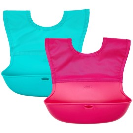 OXO Tot Roll-Up Bib 2 Pack - Pink/Teal