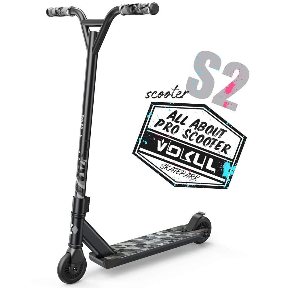 VOKUL Pro Trick Scooter for Kids 6 Years Up & Teens - Stylish Entry Level Stunt Freestyle Scooter with Stable Performance for Boys,Girls(New/Black)