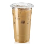 Fit Meal Prep 100 Pack 32 oz Clear Plastic Cups with Flat Lids, Disposable Iced Coffee Cups, BPA Free Premium Crystal Smoothie Cup for Party, Lemonade Stand, Cold Drinks, Juice, Milkshake