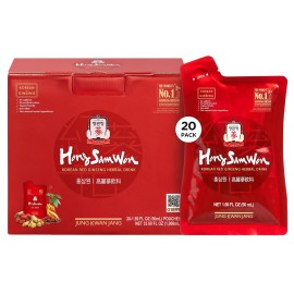 JUNG KWAN JANG Hong Sam Won Korean Red Ginseng Drink | Energy Drink, Pre Workout, Herbal Tea, Ginseng Supplement | Jujube, Ginger, Cinnamon, Goji Berry | Vegan Friendly (20 Count)
