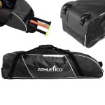 Athletico Rolling Baseball Bag - Wheeled Bat, TBall, & Softball Equipment for Youth, Kids, and Adults (Black)