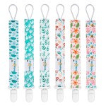 babygoal Floral Pacifier Clips, 6 Pack Binky Paci Holder Clips Leashes Fits for Most Pacifiers and Binkies 6PS13