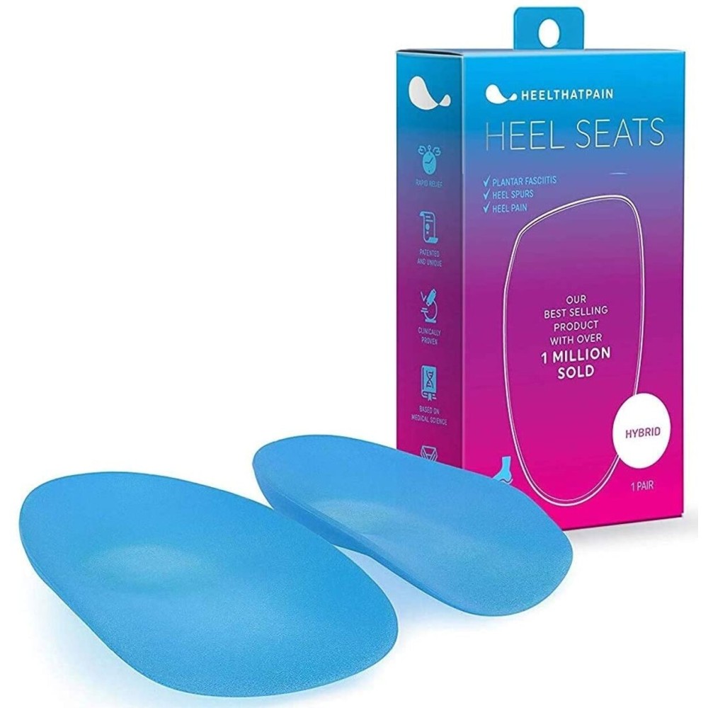 Hybrid Heel Seats | Heel Cups for Heel Pain, Plantar Fasciitis, Heel Spurs | Foot Orthotic Inserts | Patented, 100% Guaranteed | Hybrid, Small (Women\'s 5-6)