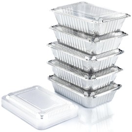 Spare Essentials (55 Count) 2.25LB Aluminum Containers with Lids (8.5x6) - Disposable Foil Container for Takeout, Baking, Freezing, Food Storage - Aluminum Pans with Lids, To Go Containers