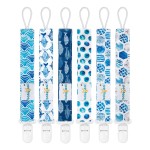 babygoal Ocean Blue Pacifier Clips, 6 Pack Binky Paci Holder Clips Leashes Fits for Most Pacifiers and Binkies 6PS12
