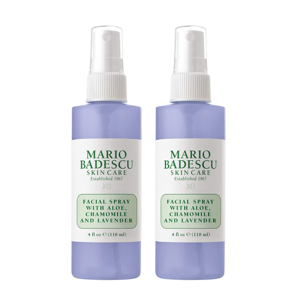Mario Badescu Facial Spray with Aloe, Chamomile and Lavender for All Skin Types | Face Mist that Hydrates and Restores Balance & Brightness | 4 FL OZ, 2 Count (Pack of 1)