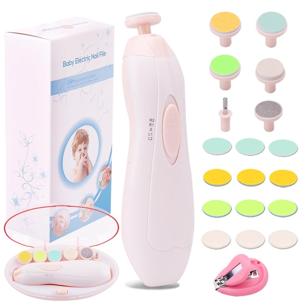 Baby Nail Trimmer Electric Nail File Baby Nail Clippers, 20 in 1 Safe Nail Filer Grinder Kit for Newborn Infant Toddler Kids or Adults Toes Fingernails Care Trim Polish, Led Light and Grinding Heads