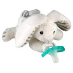 RaZbaby JollyPop Pacifier, Holder with Detachable Baby Pacifier, Stuffed Animal RaZbuddy, All Ages 0M+, 100% Medical Grade USA Made Silicone, Machine Washable, Textured & Easy to Hold - Bunny