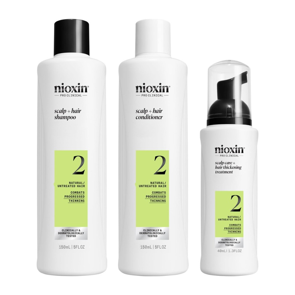 Nioxin Scalp + Hair Thickening System 2 | For Natural Hair with Progressed Thinning | Boost Hair Density with Niacinamide & Biotin | Trial Size | 1 Month Supply