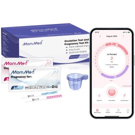 MomMed Ovulation Test Strips, Ovulation and Pregnancy Tests (LH50-HCG20), Includes 50 Ovulation Tests and 20 Pregnancy Tests with 70 Urine Cups, Accurately Track Ovulation and Detect Early Pregnancy
