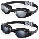 Aegend Swim Goggles, 2 Pack Swimming Goggles No Leaking Adult Men Women Youth, UV Protection, Anti Fog, Light Black & Deep Black