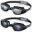 Aegend Swim Goggles, 2 Pack Swimming Goggles No Leaking Adult Men Women Youth, UV Protection, Anti Fog, Light Black & Deep Black