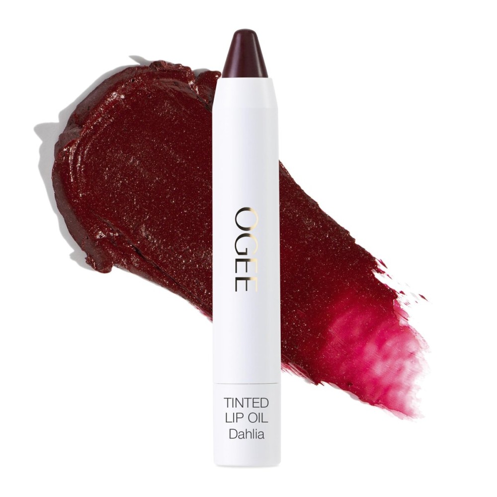 Ogee Tinted Sculpted Lip Oil - Lip Stain Made with 100% Organic Coconut Oil, Jojoba Oil, and Vitamin E - Best as Lip Balm, Lip Color or Lip Treatment - DAHLIA