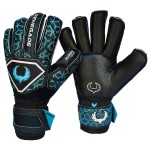 Renegade GK Triton Specter Goalie Gloves with Pro-Tek Fingersaves | 3.5+3mm Super Grip & 4mm Duratek | Black & Blue Goalkeeping Gloves (Size 9, Youth-Adult, Roll Cut, Level 2)