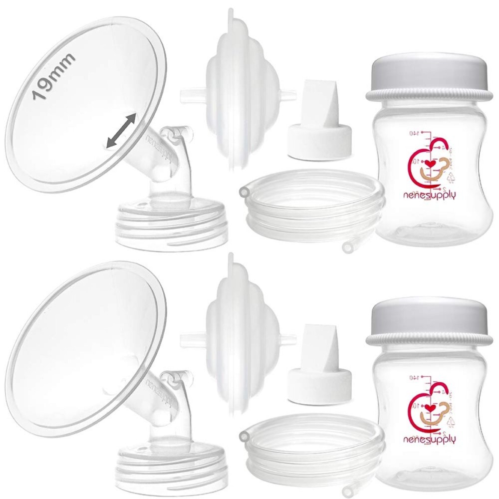 Nenesupply Pump Parts Compatible with Spectra S2 S1 9 Plus Breast Pump to Replace Spectra Pump Parts S2 Accessories Flange 19mm Duckbill Valve Tubing Pumping Bottles Backflow Protector