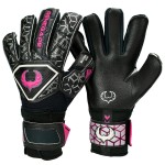 Renegade GK Triton Frenzy Goalie Gloves with Pro-Tek Fingersaves | 3.5+3mm Super Grip & 4mm Duratek | Black & Pink Goal Keeper Gloves (Size 10, Adult, Mens, Roll-Neg. Hybrid Cut, Level 2)