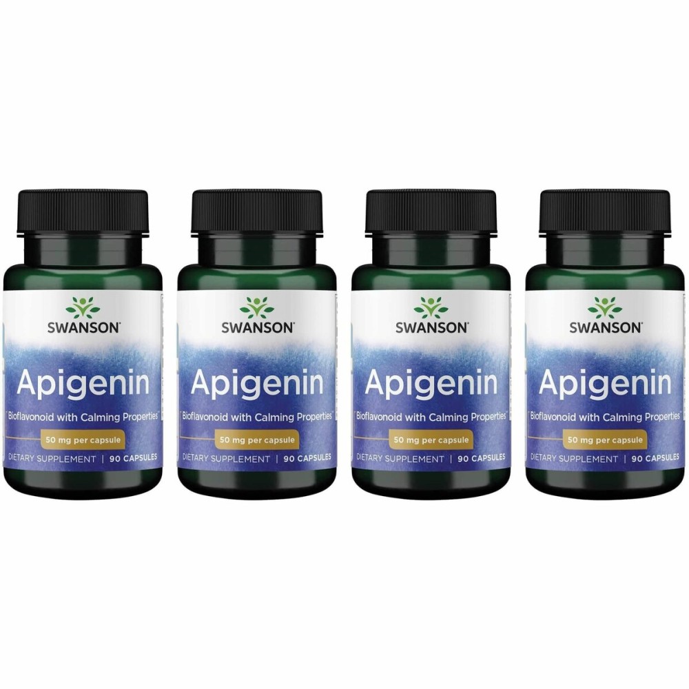 Swanson Apigenin-Bioflavonoid Supplement Natural Prostate Support-Metabolism & Nerve Health Support-Can Support Sleep & Relaxation 90 Caps, 50mg Each 4 Pack