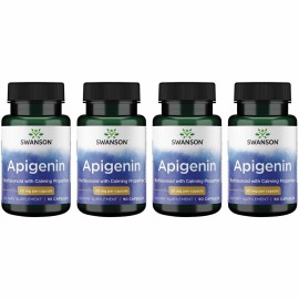 Swanson Apigenin-Bioflavonoid Supplement Natural Prostate Support-Metabolism & Nerve Health Support-Can Support Sleep & Relaxation 90 Caps, 50mg Each 4 Pack