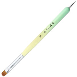 Ivy-L Premium 2 Ways French Gel Acrylic Nail Art Kolinsky Brush with Dotting Tool for Professional Manicure Nail Art Design Cuticle Clean-up + Lime Green Wood Handle (Size 12)