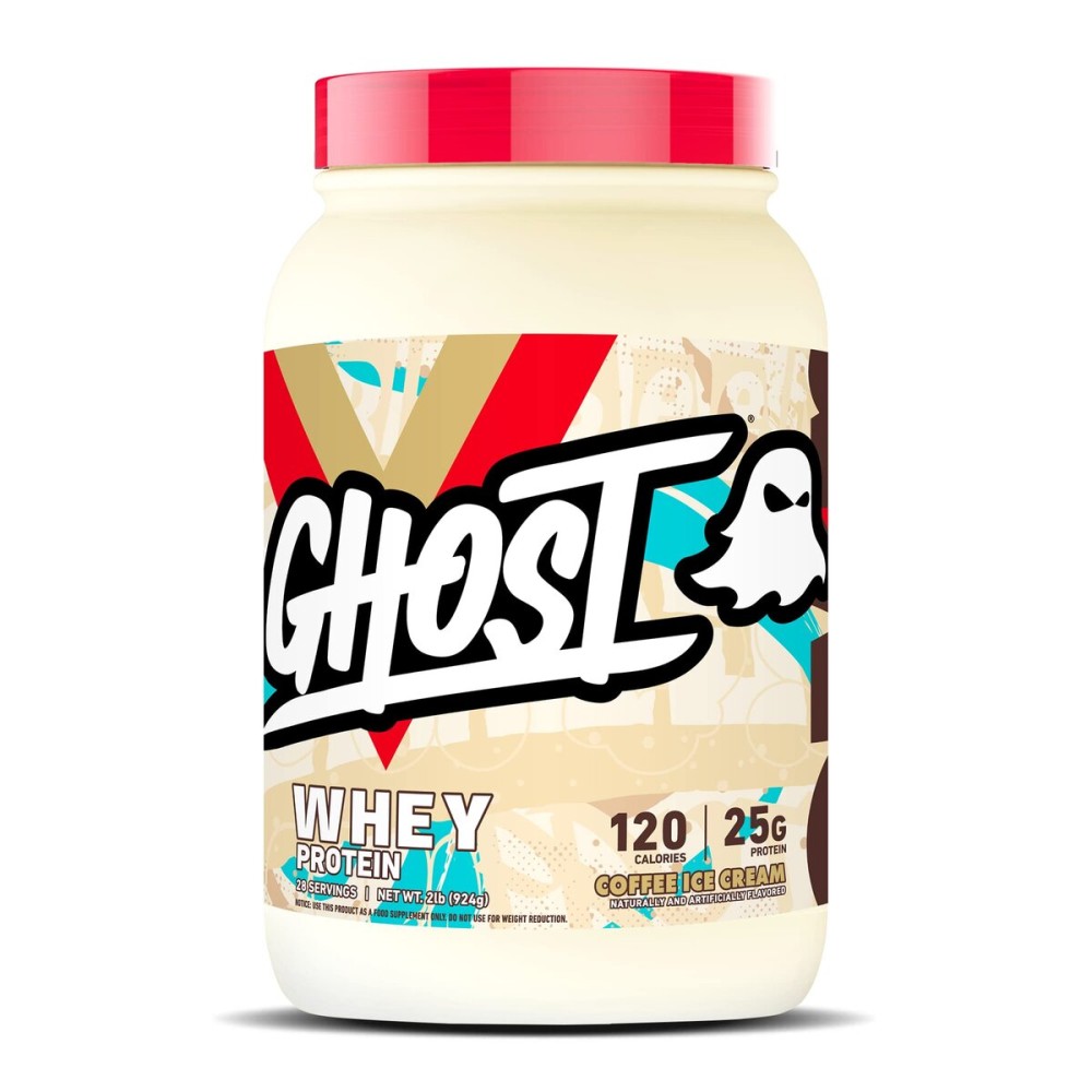 GHOST Whey Protein Powder, Coffee Ice Cream - 2LB, 25G of Protein - Whey Protein Blend - Post Workout Fitness & Nutrition Shakes, Smoothies, Baking & Cooking - Soy & Gluten-Free