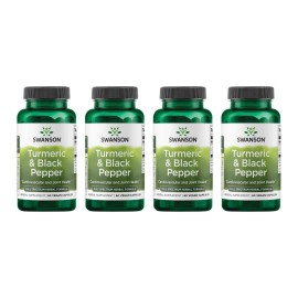 Swanson Turmeric & Black Pepper - Organic Joint Health, Heart Health, Digestion, & Liver Support Supplement - Natural Formula for Enhanced Bioavailability & Absorption - (60 Veggie Capsules) 4 Pack