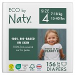 Eco by Naty Eco-Friendly Baby Diapers - 100% Plant-Based Materials on Skin, Soft, for Sensitive Skin & Super Absorbent (Size 4, 156 Count)