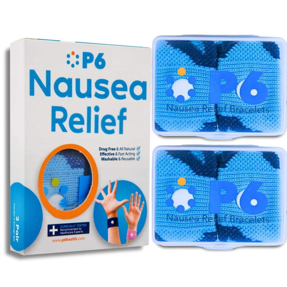 P6 Motion Sickness Bands for Adults Wristbands for Anti Nausea Sea Cruise Travel Car Pregnancy Morning Sickness All-Natural Non Drowsy Relief Acupressure Treatment(2 Pack, Royal Blue - Royal Blue)