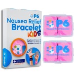 P6 Motion Sickness Bands for Kids Childrens Wristbands for Anti Nausea Sea Cruise Travel Car Sickness All-Natural Non Drowsy Relief Acupressure Treatment (2 Pack, Pink - Pink)