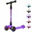 Allek Kick Scooter B02, Lean \'N Glide Scooter with Extra Wide PU Light-Up Wheels and 4 Adjustable Heights for Children from 3-12yrs (Purple)