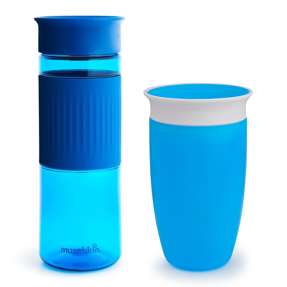 Munchkin Miracle 360 Spill Proof Sippy Cups, 24 and 10 Ounce, 2 Pack, Blue - Toddler and Adult Set