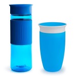 Munchkin Miracle 360 Spill Proof Sippy Cups, 24 and 10 Ounce, 2 Pack, Blue - Toddler and Adult Set